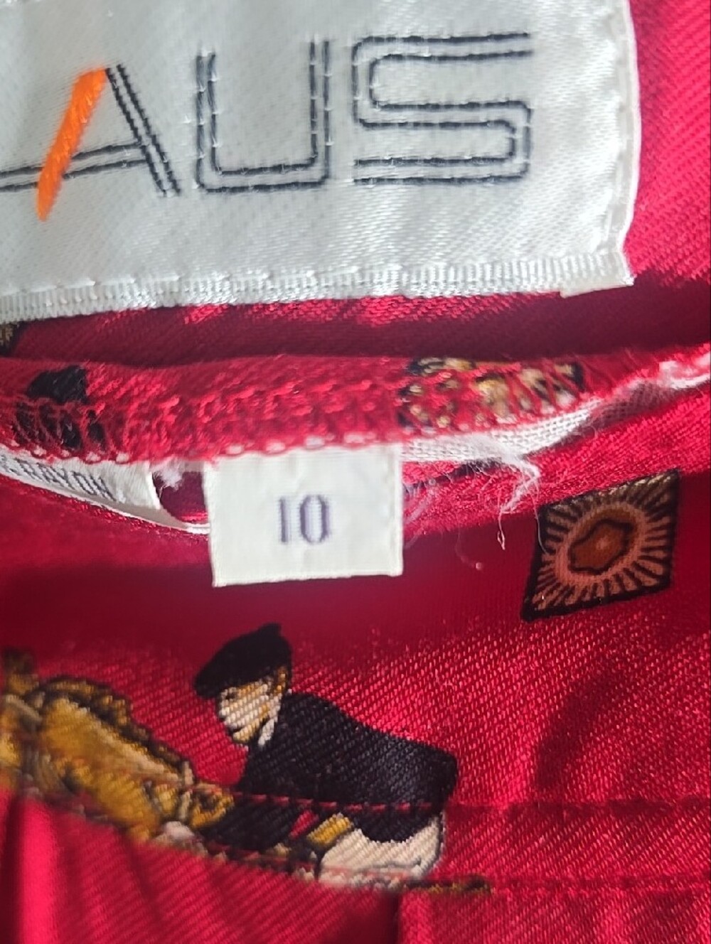 Chaus Red Equestrian-Print Pleated Skirt size 10 - Picture 4 of 5